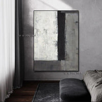 Hand Painted Abstract Creative Grey Color Canvas Painting posters and Minimalist Style Arts Bedroom Aisle