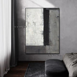 Hand Painted Abstract Creative Grey Color Canvas Painting posters and Minimalist Style Arts Bedroom Aisle