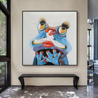 Hand Painted Oil Painting Hand Painted Canvas Wall Art Modern Abstract Home Deco Cute Frog Animals Cartoon Children