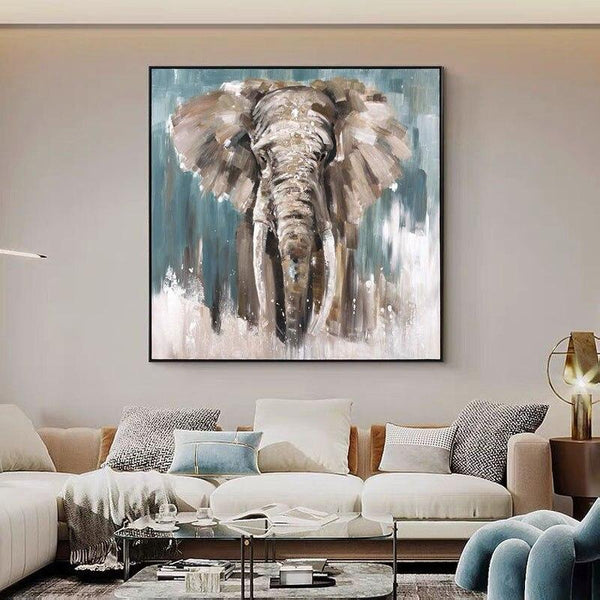 Modern Children Room Decoration Hand Painted Abstract Elephant Oil Painting Wall Canvas Art Animal Paintings Pieces Artwork