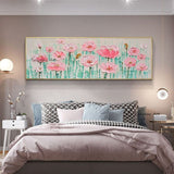 Hand Painted Knife Pink Flowers Oil Painting On Canvas Palette 3D Painting Modern Abstract Art