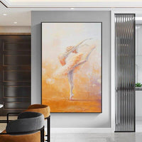 Modern Hand Painted Oil Painting On Canvas Dancing Girl Abstract Portrait For