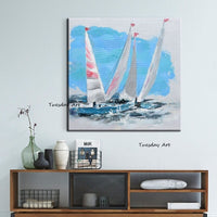 Hand Painted Oil Painting Knife Painting Modern Cloud Sailing Boat Mural Arts