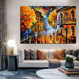 Hand-Painted Oil Painting Classic Landscape Knife Street Figures Abstracts Home Wall Interior Decor