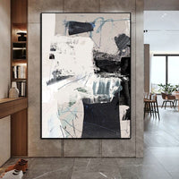 Hand Painted Oil Paintings On Art Knife Black and White Lines Abstract Canvas Decoration Painting