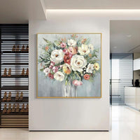 Abstract Canvas Painting Hand Painted Palette Knife Flowers Modern Decor Piece Floral Wall Art