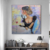 Hand Painted Abstract Beautiful Lady Oil Painting Modern Hand Painted For Home Decor