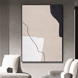 Modern Hand Painted Canvas Oil Painting Simple Big Wall Decoration Black Beige Lines Curve Abstract Art Poster