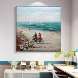 Hand Painted Knife Painting With Popular Art Beach Landscape Artworks Abstract Painting On Canvas Decor