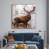 Abstract Wall Art Hand Painted Oil Painting Modern Deer Animal Canvas Posters Decor As