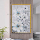 Modern on Canvas Wall Art Light Blue Flowers