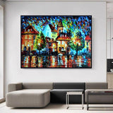 Palette Knife thick oil street build oil painting Hand Painted modern oil painting on canvas wall art pictures for