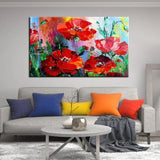 Hand Painted Oil Painting Knife Red Flower Classical Abstract On Canvas Without Border