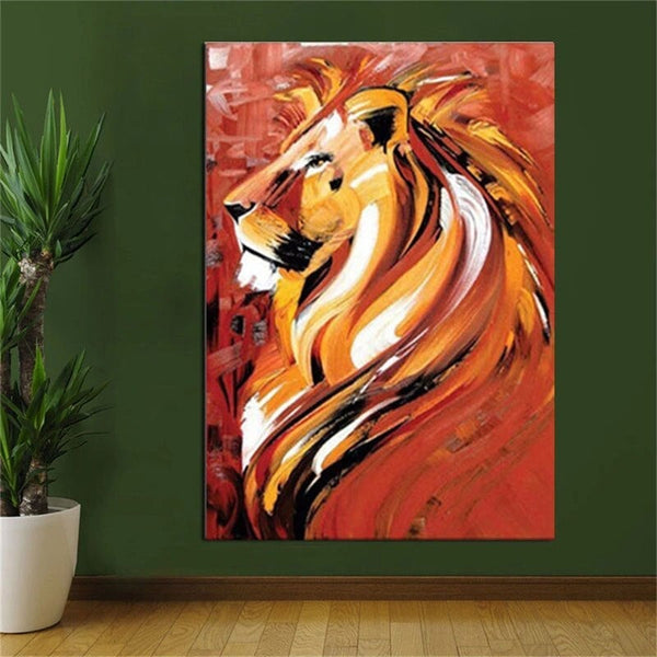 Modern Art Color Animal Lion Hand Painted Oil Painting Canvas Art Bedrooms