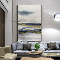 Abstract painting Wall Art Hand Painted Canvas Blue Green Gray Bedroom decoration