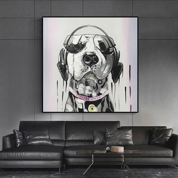 Hand Painted Oil Panitngs Modern Cool Animal Dog Abstract Canvas Painting Hand Painted Children's Room Decor