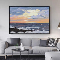 Abstract Hand Painted Landscape Painting Oil Painting Sea Landscape Sunrise Valley Office Hotel