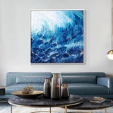 Modern Abstract Hand Painted Blue Sea Landscape Decorative Porch Corridor Hanging Restaurant Mural As