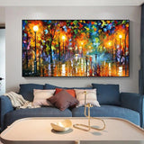 Hand-Painted Hand Painted Oil Painting Modern Classic Knife Street Landscape Character Abstracts Room