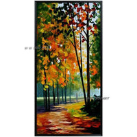 Hand Painted Beautiful Scenery Abstract Autumn Street Landscape Wall Art Decorative