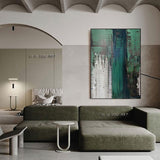 Hand Painted Contemporary Oil Painting Abstract Green and White Modern Minimalist Bedroom s (hand painted)