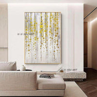 Hand Painted gold flower Modern Golden Flowers Canvas For Living room