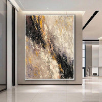 Hand Painted Canvas Abstract Art Beige Painting Black Art Canvas Contemporary Art Acrylic Painting On Canvas Original