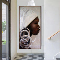 Hand Painted Abstract African Woman Portrait Oil Painting on Canvas Abstract African Woman