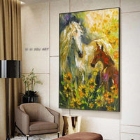 Hand Painted Horse Head Animal Wall Hanging Canvas Art Painting Artwork For Hotel Hall Decor