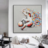 Hand Painted Oil Painting Cute Baby Elephant Animal Abstract Wall Art Home Children's Decoration