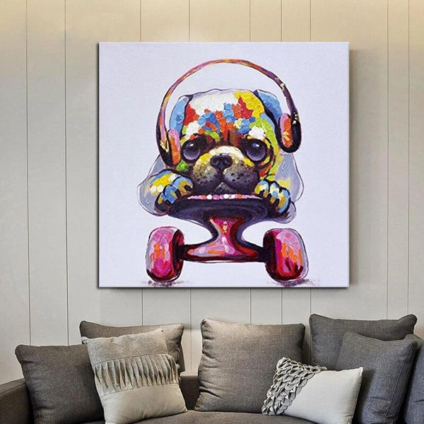 Hand-Painted Hand Painted Oil Painting Modern Cute Animal Dog Abstracts Children's Room