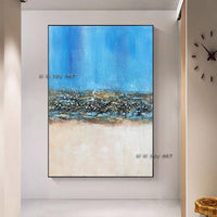 Blue Abstract Canvas Hand Painted Modern Art oil paintingss For Home Bedroom