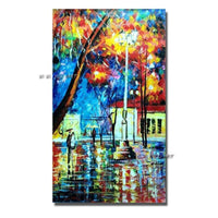 City Street Landscape Abstract Canvas Painting Wall Art Bedroom