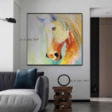 Hand Painted Yellow Horse on Canvas and