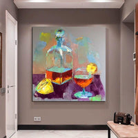 Hand Painted Fruit Wine Glass Oil Painting Still Life Abstract Art Canvas Painting Corridor Office