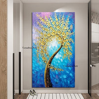 Hand Painted Knife Flower Tree Oil Painting Abstract Modern On Canvas