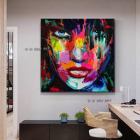 Hand Painted Canvas Painting Abstract Portrait Face Figure Wall Art