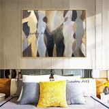 Hand Painted Gold Foil Art Oil Painting Multiple People Abstract Painting On Canvas Square Modern