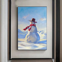 Hand Painted Oil Painting Modern Tree Snowman Canvas Abstract