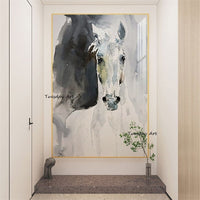 Hand painted Modern Animal Abstract Canvas Oil Paintings Retro Impression Horse Homes Decoration