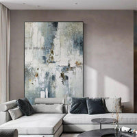 Artist Hand Painted High Quality Abstract Grey On Canvas Beautiful White and Grey Colors for Wall Art