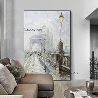 Hand Painted Oil Paintings Modern Impression City Landscape Canvas Modern Wall Art Decorations