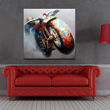 Art Hand Painted on Canvas Cool Motorcycle Oil Painting Modern Motorbike Abstract Wall Decor