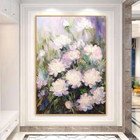 Modern Simple Abstract White Flower Hand Painted Oil painting Home Canvas As