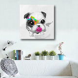 Design New Oil Painting Decor Hand Painted Cute Cartoon Dog Wall Art Painting Abstract Animal Pet Decorative