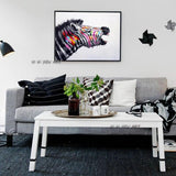 Top Artist Hand Painted High Quality Funny Animal on Canvas Hand Painted Colorful Zebra