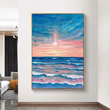 New Decorative Art Sunset Seascape Hand Painted Oil Painting Canvas Modern Abstract Landscape Decor