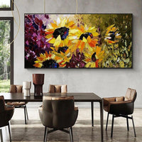 Modern Abstract Hand Painted Flower Van Gogh Sunflower Painting on Canvas Art Poster Decoration