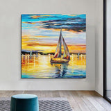 Hand Painted Oil Painting Landscape Seascape Boat Abstract s