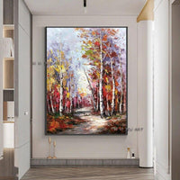 Birch Trees In The Woods Abstract On Canvas Salon Modern Oil Painting Hand Painted